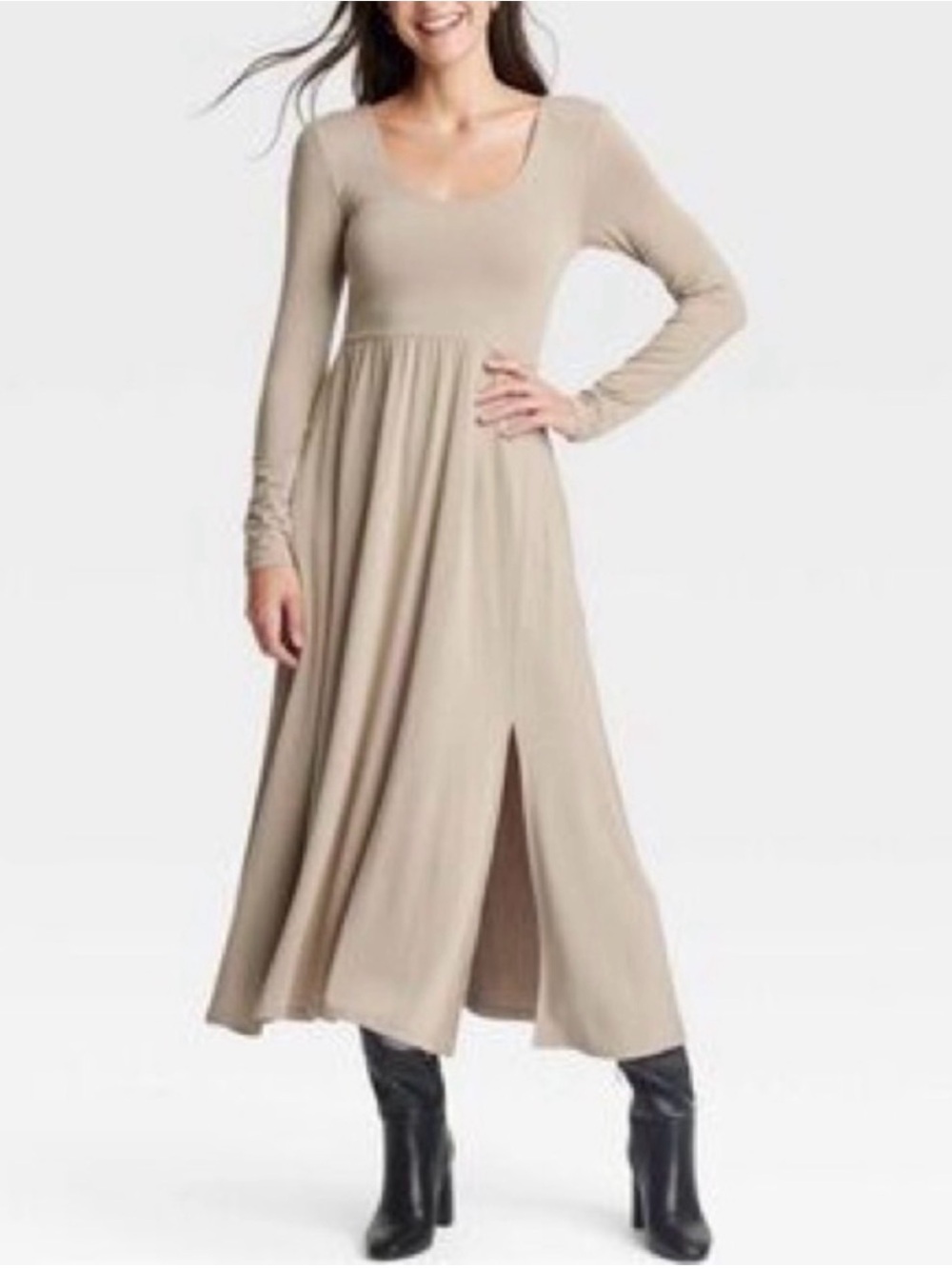 a new day - Scoop Neck Long Sleeve Maxi Dress - Picture 9 of 10